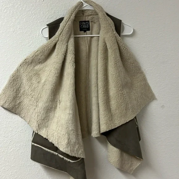 DOLCE CABO Women's suede open cardigan wrap drape Size Large - Picture 3 of 8